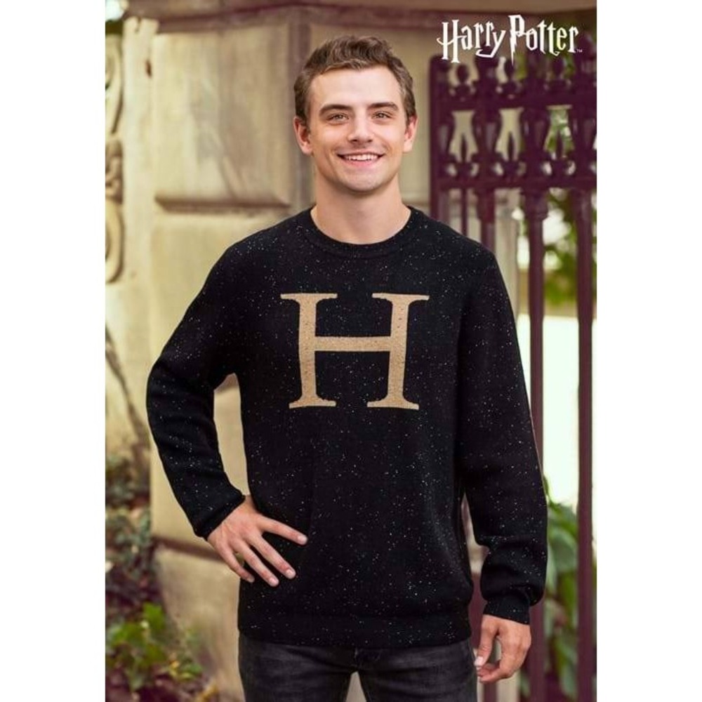 Harry Potter H Christmas Sweater Weasley Molly Wizarding World Black Knit